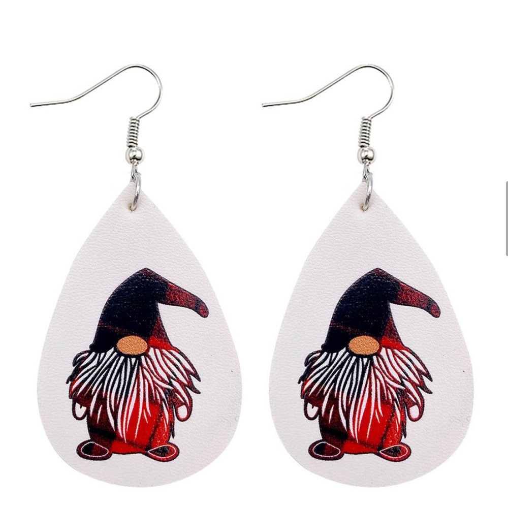 Gnome leather drop earrings